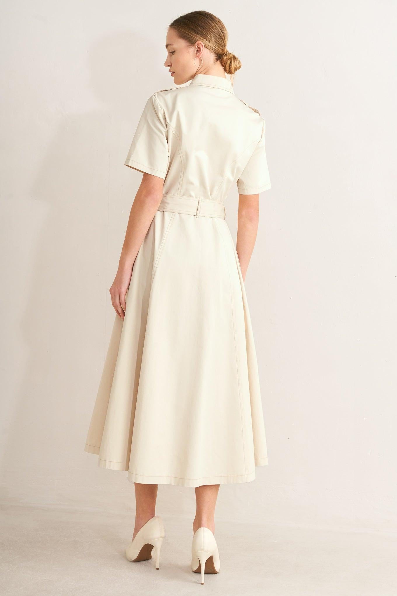 SANDSTONE GRACE WOVEN MIDI SHIRT DRESS - Glamourous Grace