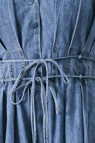 MIDNIGHT FLOW DENIM MIDI DRESS - Glamourous Grace