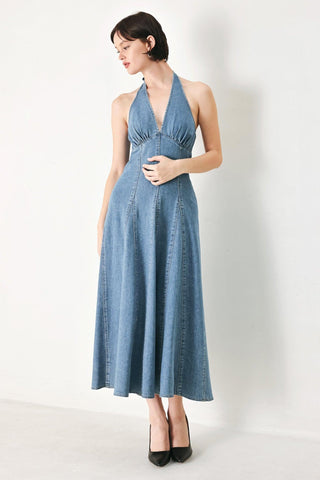 BLUE BLOSSOM DENIM MIDI DRESS - Glamourous Grace
