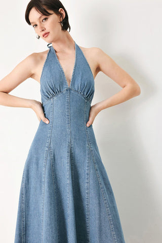 BLUE BLOSSOM DENIM MIDI DRESS - Glamourous Grace