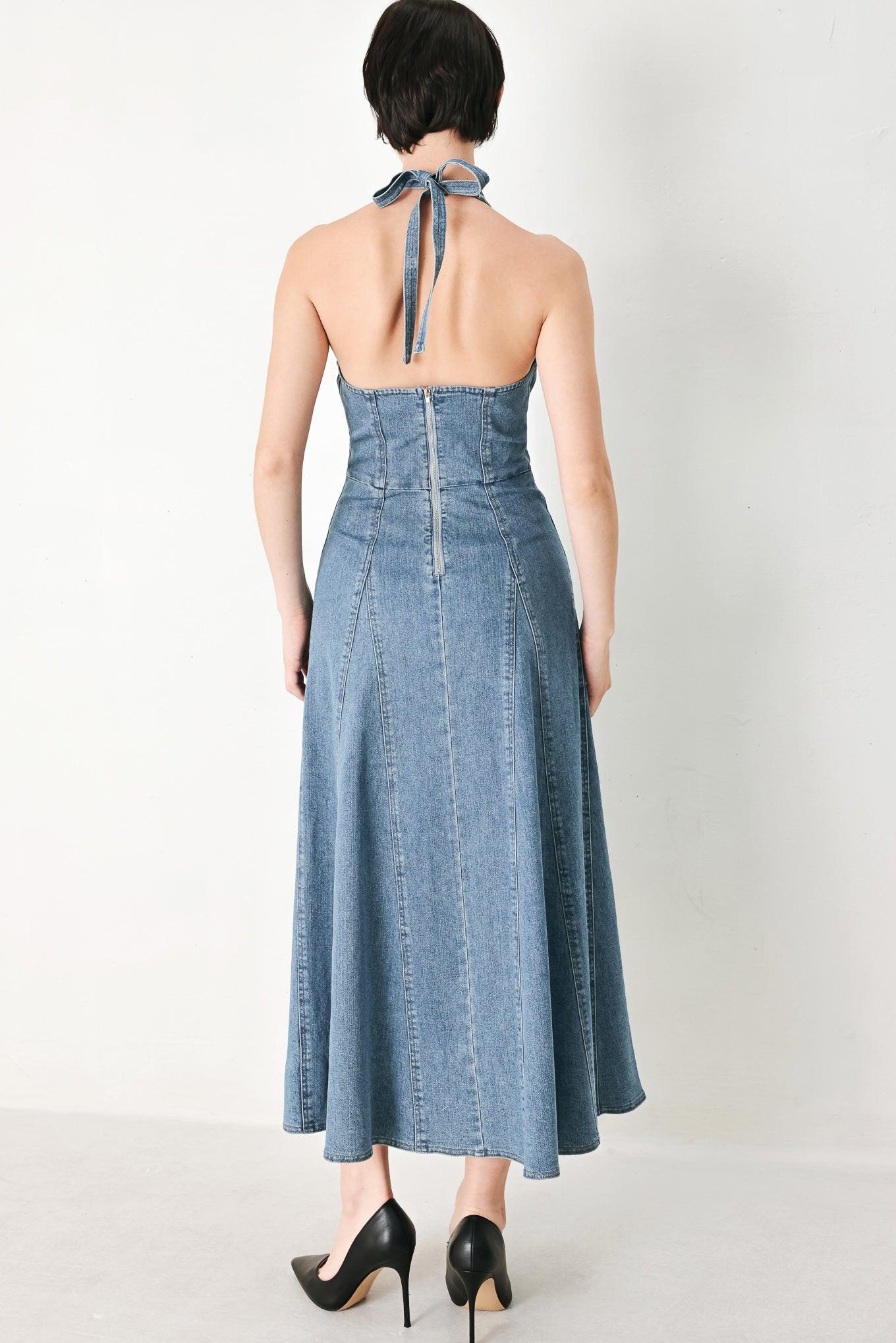 BLUE BLOSSOM DENIM MIDI DRESS - Glamourous Grace