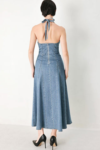 BLUE BLOSSOM DENIM MIDI DRESS - Glamourous Grace