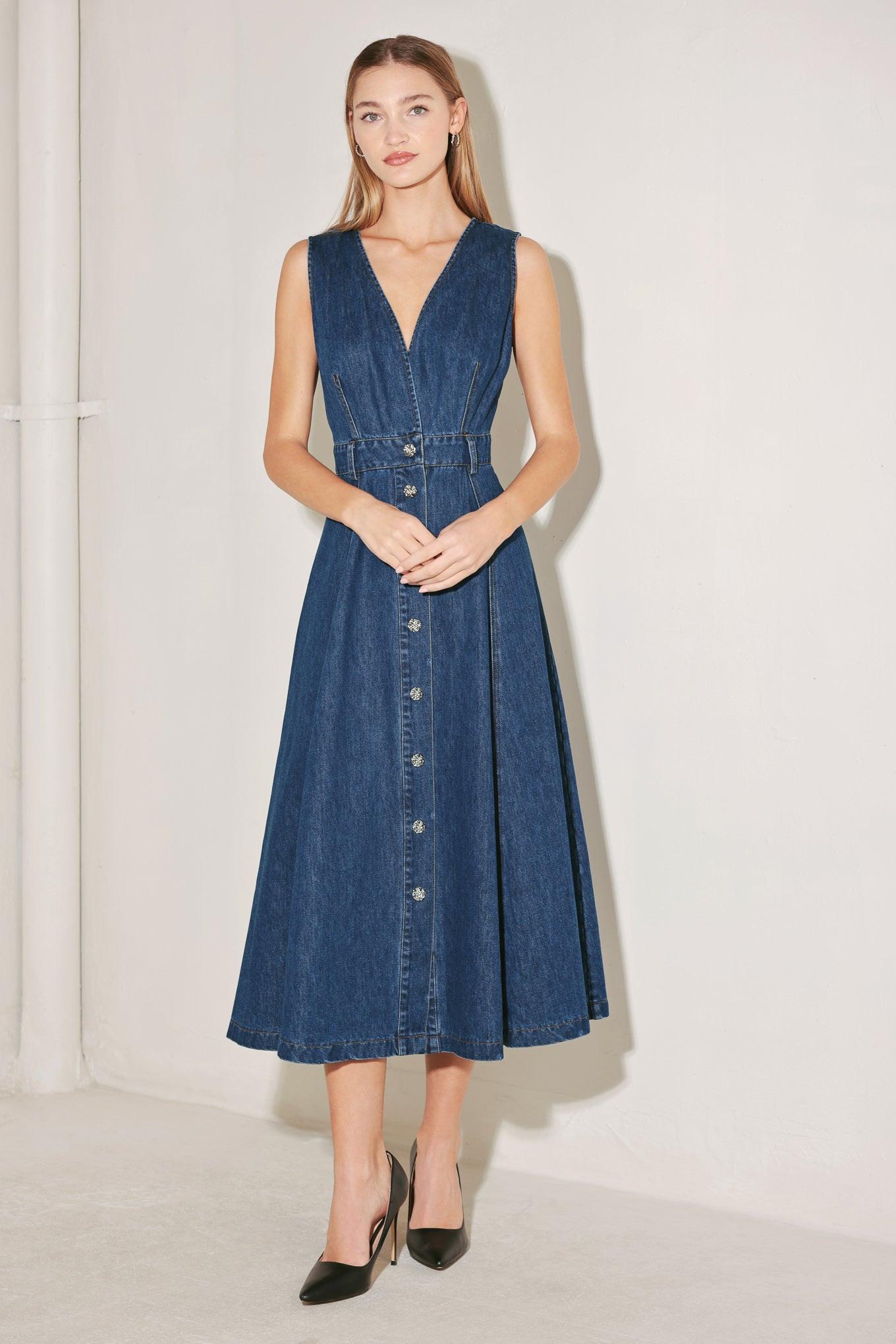 PARIS IN  DENIM MIDI DRESS - Glamourous Grace