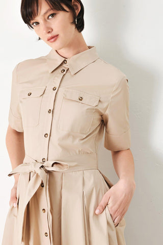 DESERT ICON WOVEN MIDI SHIRT DRESS - Glamourous Grace