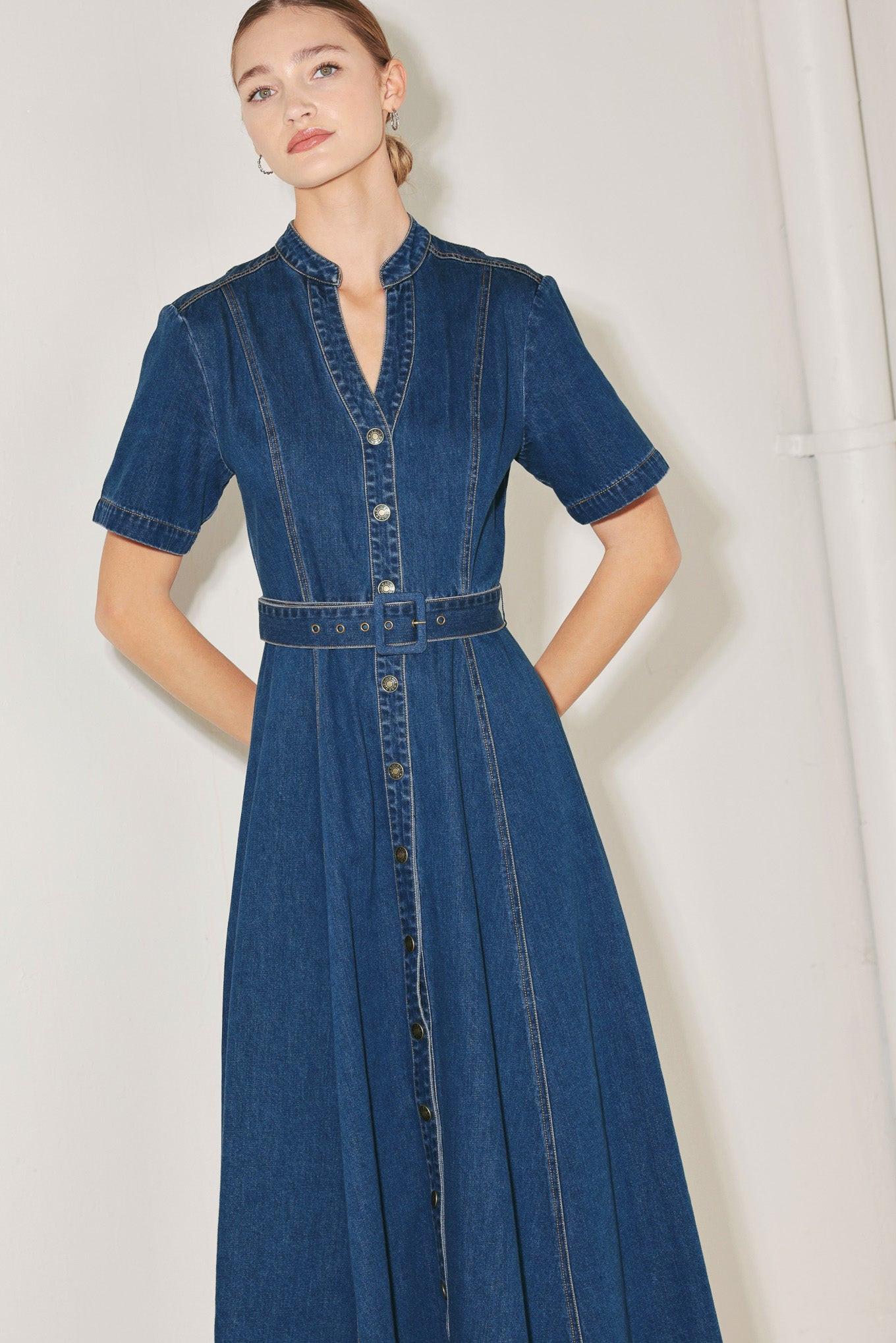 SATURN STREET DENIM MIDI DRESS - Glamourous Grace