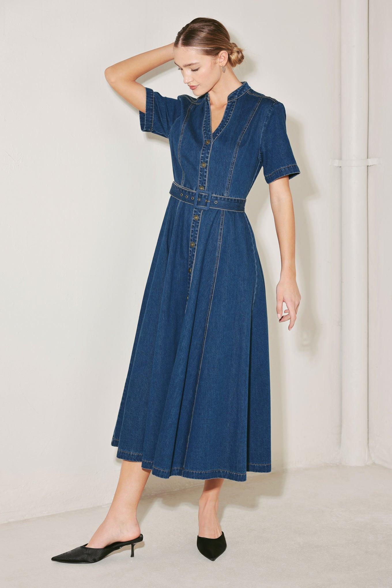 SATURN STREET DENIM MIDI DRESS - Glamourous Grace