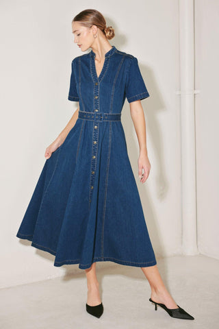 SATURN STREET DENIM MIDI DRESS - Glamourous Grace