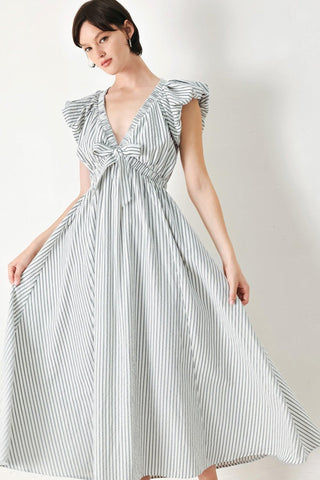 WHISPER STRIPE WOVEN MIDI DRESS - Glamourous Grace