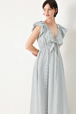 WHISPER STRIPE WOVEN MIDI DRESS - Glamourous Grace
