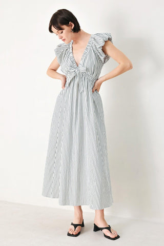 WHISPER STRIPE WOVEN MIDI DRESS - Glamourous Grace