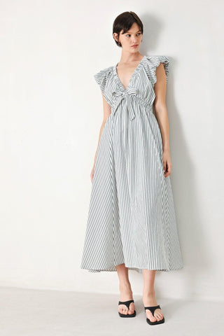 WHISPER STRIPE WOVEN MIDI DRESS - Glamourous Grace