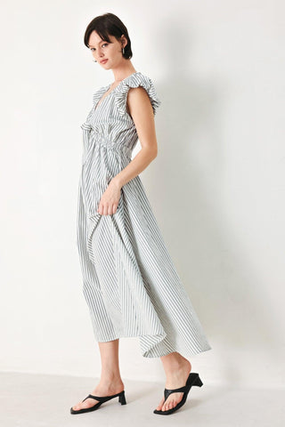 WHISPER STRIPE WOVEN MIDI DRESS - Glamourous Grace