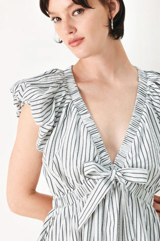WHISPER STRIPE WOVEN MIDI DRESS - Glamourous Grace