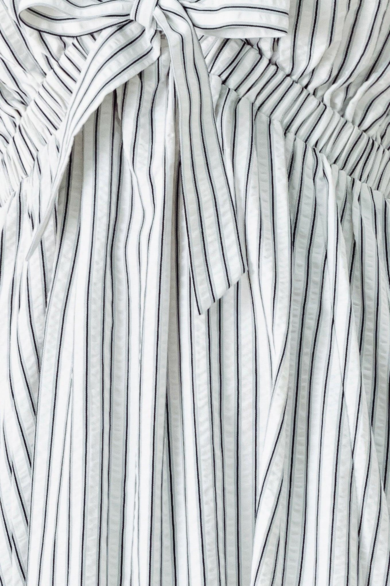 WHISPER STRIPE WOVEN MIDI DRESS - Glamourous Grace
