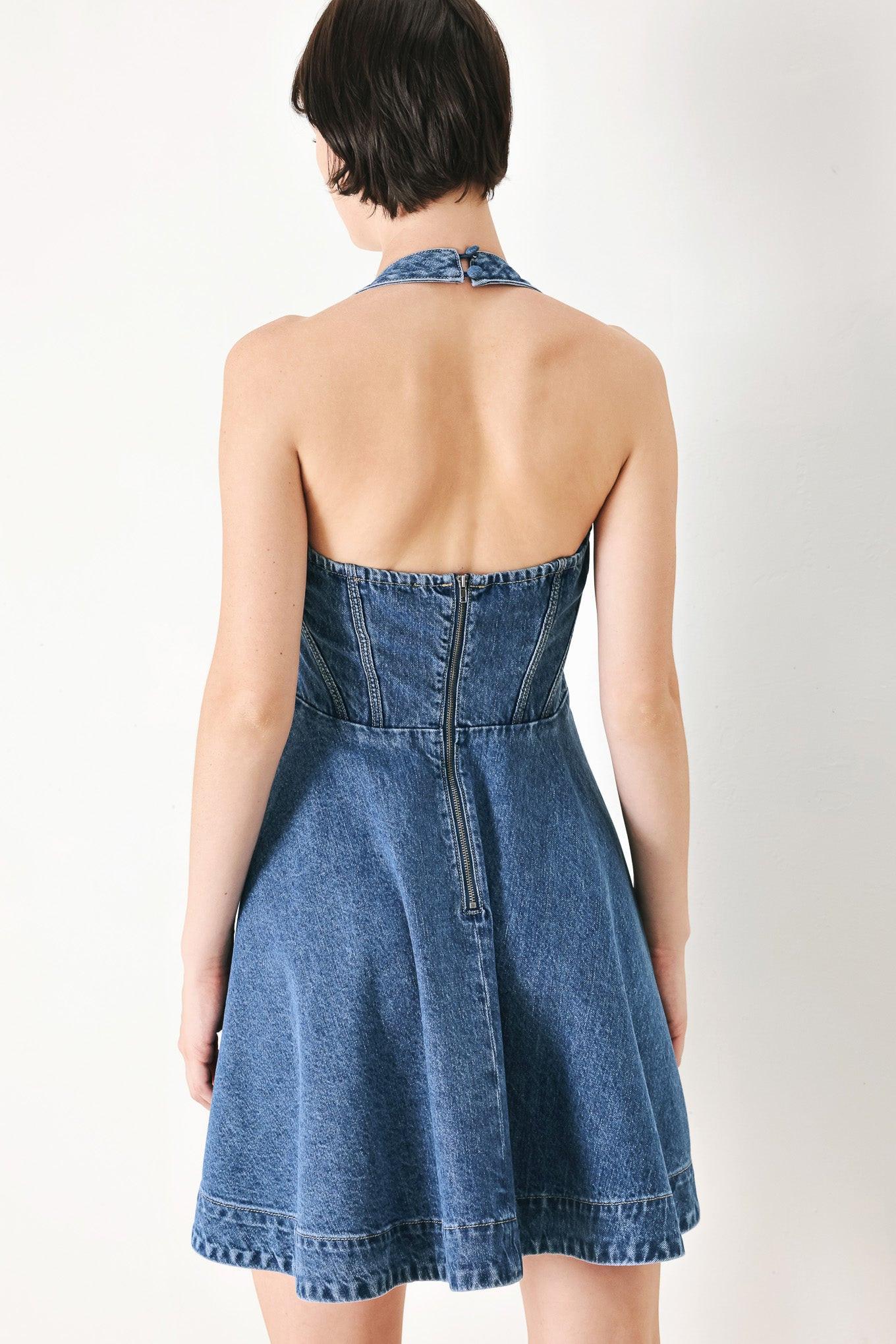 VINTAGE SHAPE DENIM MINI DRESS - Glamourous Grace