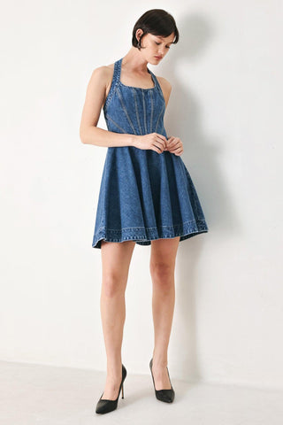 VINTAGE SHAPE DENIM MINI DRESS - Glamourous Grace