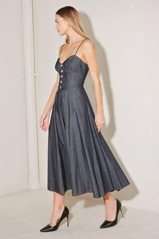 AFTER HOURS SERENADE DENIM MIDI DRESS - Glamourous Grace