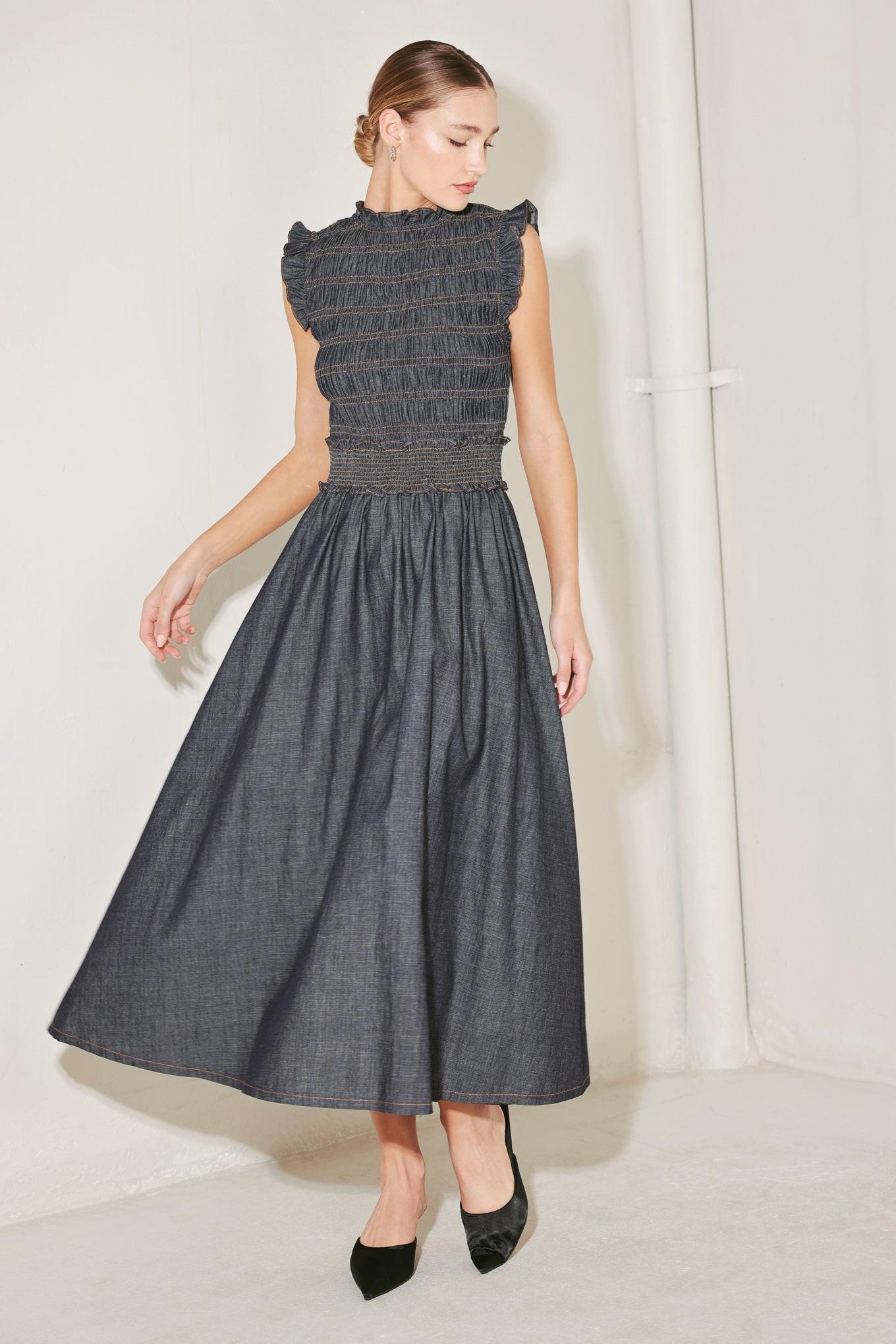 ROMANTIC REVERIE DENIM MIDI DRESS - Glamourous Grace