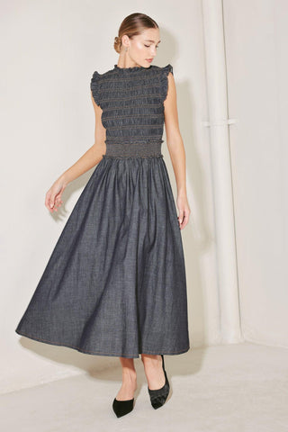 ROMANTIC REVERIE DENIM MIDI DRESS - Glamourous Grace