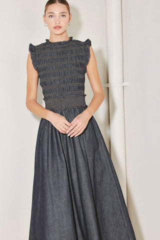 ROMANTIC REVERIE DENIM MIDI DRESS - Glamourous Grace