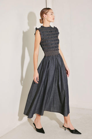 ROMANTIC REVERIE DENIM MIDI DRESS - Glamourous Grace