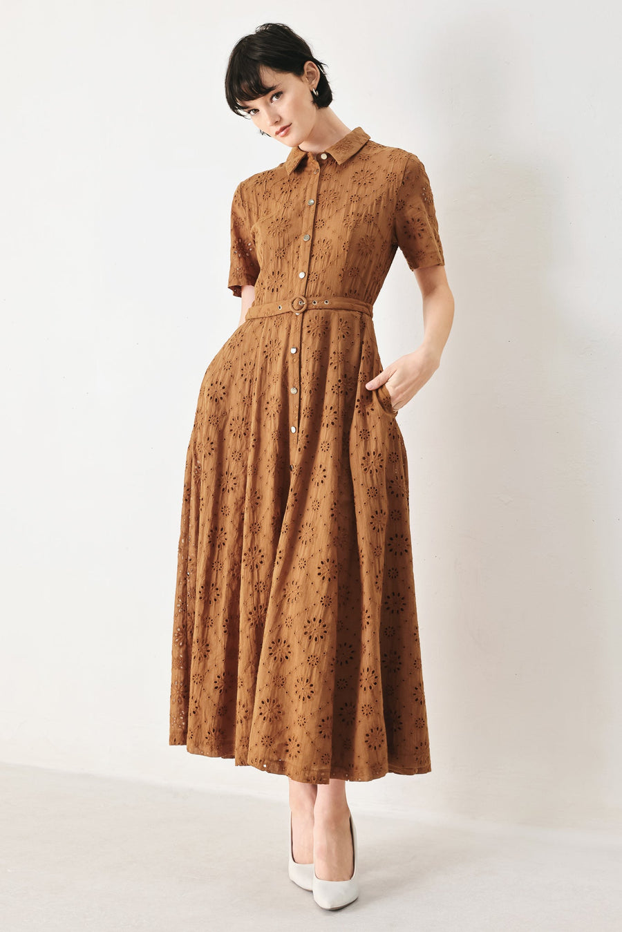 TIMELESS LOVE WOVEN EYELET MIDI DRESS - Glamourous Grace