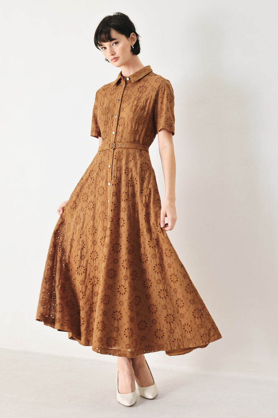 TIMELESS LOVE WOVEN EYELET MIDI DRESS - Glamourous Grace