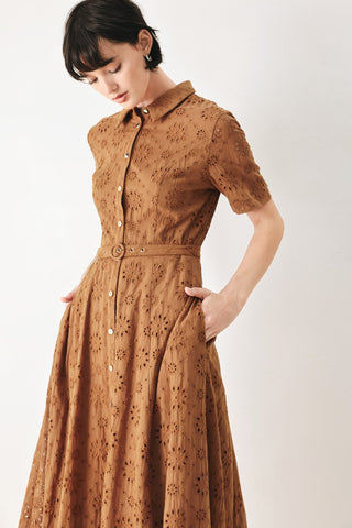 TIMELESS LOVE WOVEN EYELET MIDI DRESS - Glamourous Grace LLC