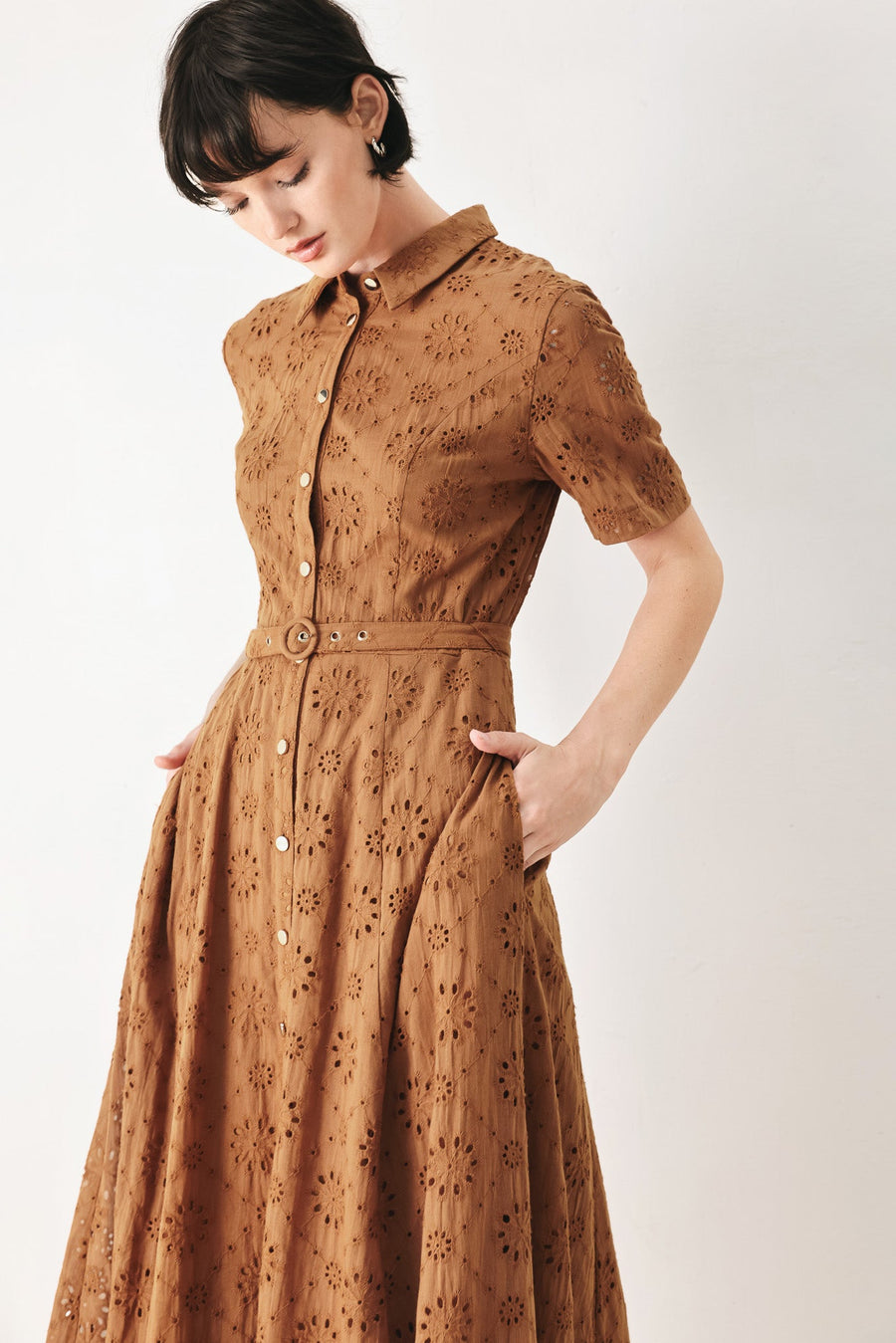 TIMELESS LOVE WOVEN EYELET MIDI DRESS - Glamourous Grace