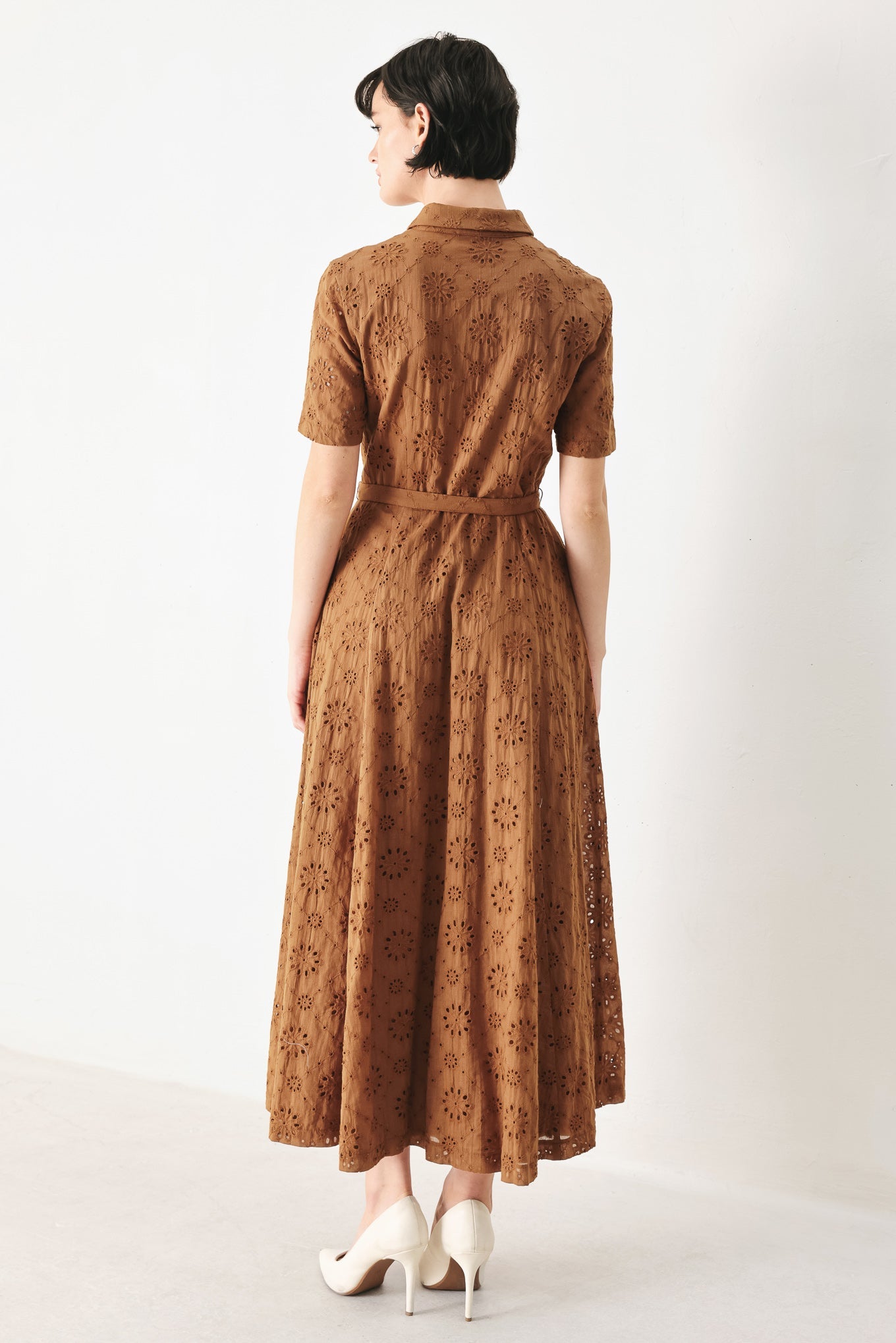TIMELESS LOVE WOVEN EYELET MIDI DRESS - Glamourous Grace LLC