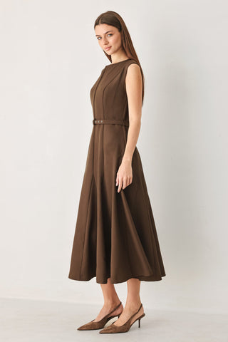 HAZELNUT BALLET WOVEN MIDI DRESS