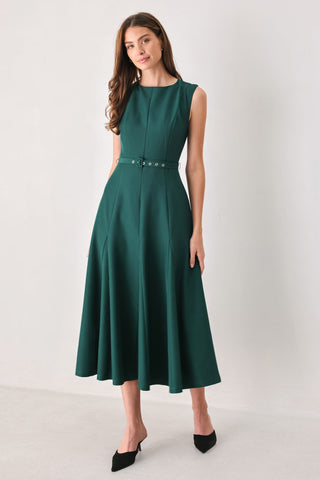 HAZELNUT BALLET WOVEN MIDI DRESS