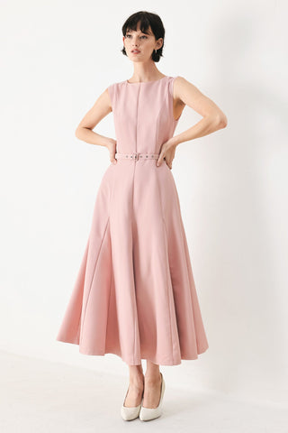 CALM AFTERGLOW BLUSH WOVEN MIDI DRESS - Glamourous Grace
