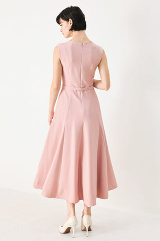 CALM AFTERGLOW BLUSH WOVEN MIDI DRESS - Glamourous Grace