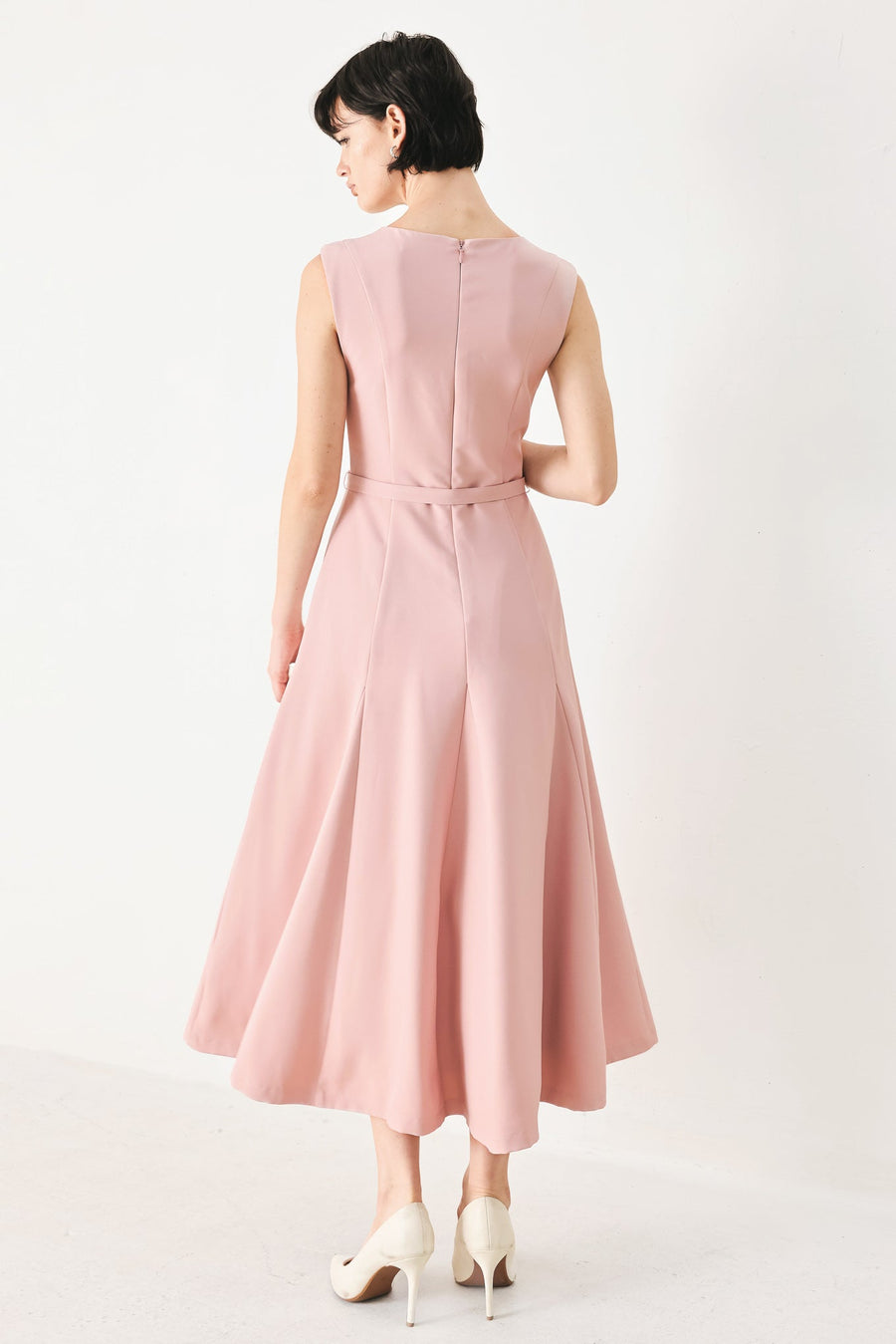 CALM AFTERGLOW BLUSH WOVEN MIDI DRESS - Glamourous Grace