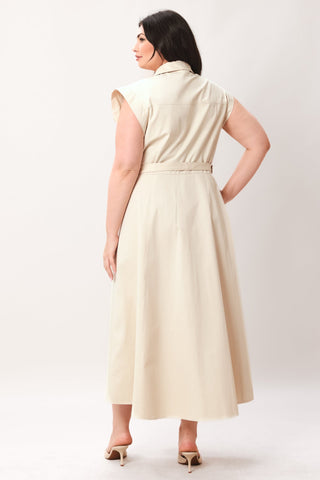 NEUTRAL COMMAND WOVEN SHIRT DRESS - Glamourous Grace