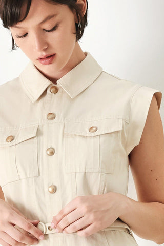 NEUTRAL COMMAND WOVEN SHIRT DRESS - Glamourous Grace