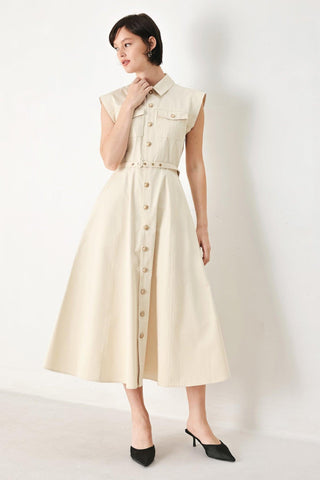 NEUTRAL COMMAND WOVEN SHIRT DRESS - Glamourous Grace