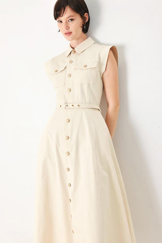 NEUTRAL COMMAND WOVEN SHIRT DRESS - Glamourous Grace