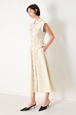 NEUTRAL COMMAND WOVEN SHIRT DRESS - Glamourous Grace