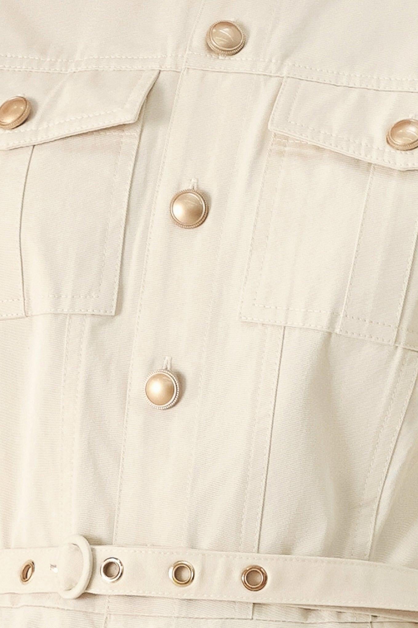 NEUTRAL COMMAND WOVEN SHIRT DRESS - Glamourous Grace
