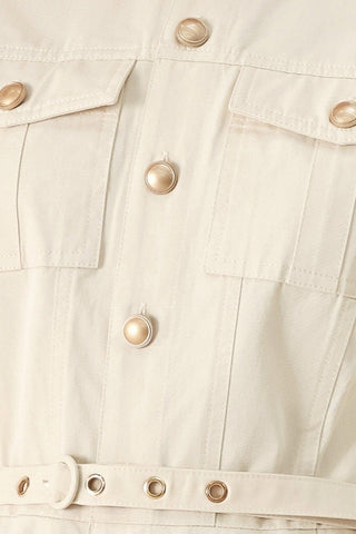 NEUTRAL COMMAND WOVEN SHIRT DRESS - Glamourous Grace