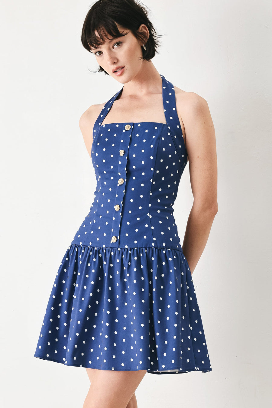 DOTS & DREAMS WOVEN MINI DRESS - Glamourous Grace