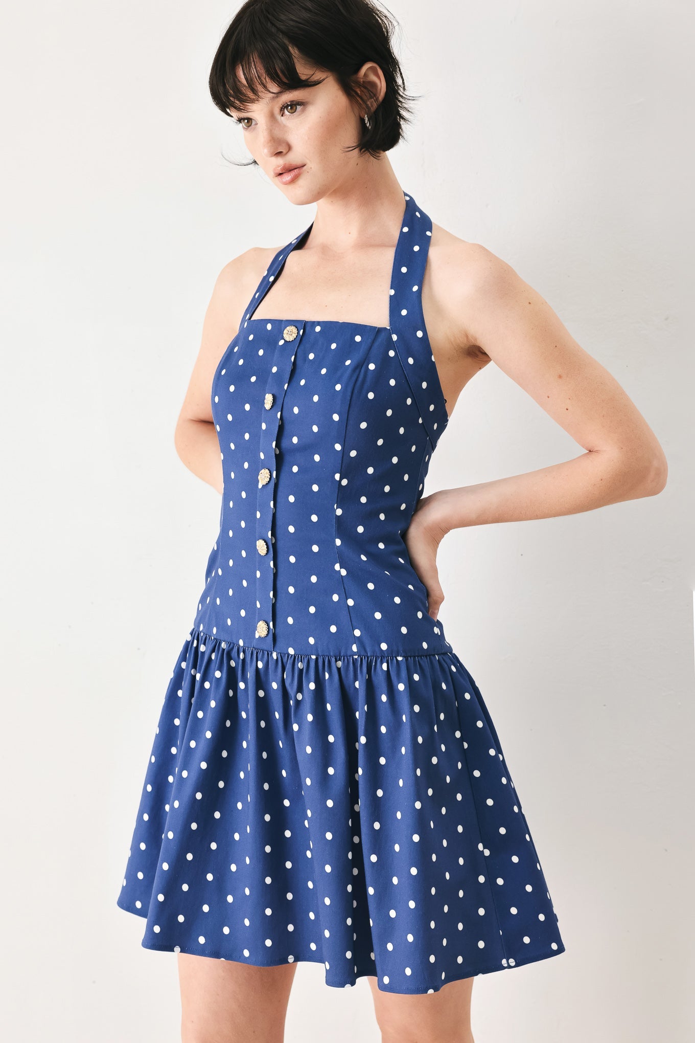 DOTS & DREAMS WOVEN MINI DRESS - Glamourous Grace