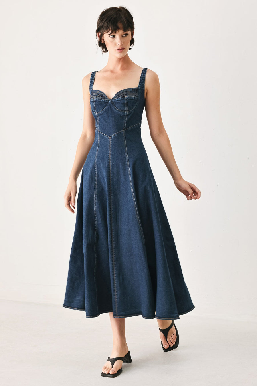 WESTERN CHARM DENIM MIDI DRESS - Glamourous Grace