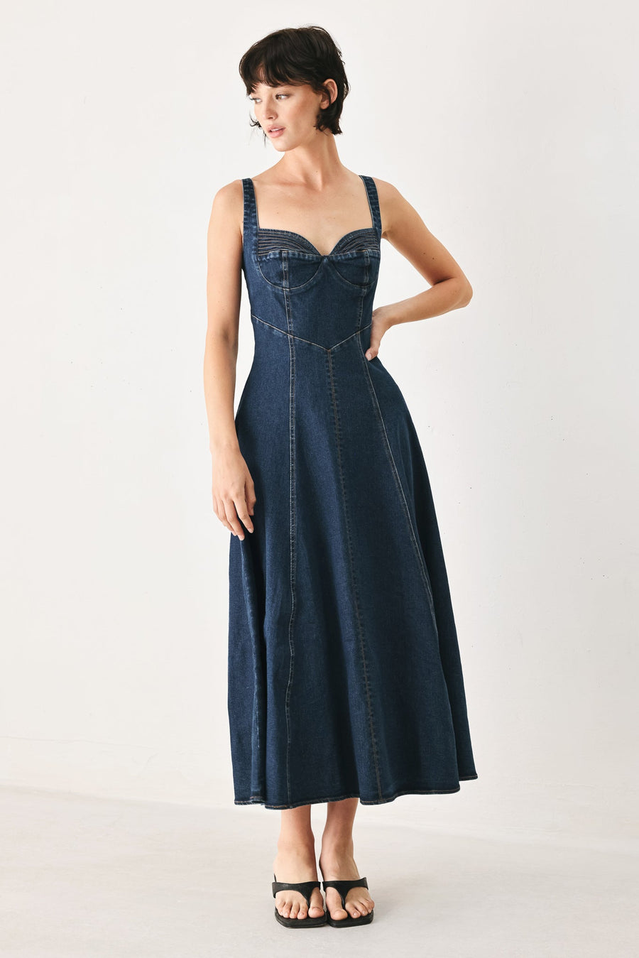 WESTERN CHARM DENIM MIDI DRESS - Glamourous Grace