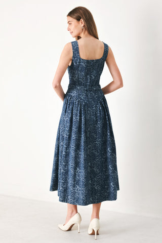 MIDNIGHT GARDEN DENIM MIDI DRESS - Glamourous Grace