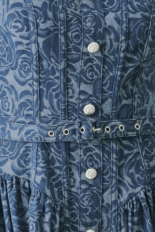 MIDNIGHT GARDEN DENIM MIDI DRESS - Glamourous Grace