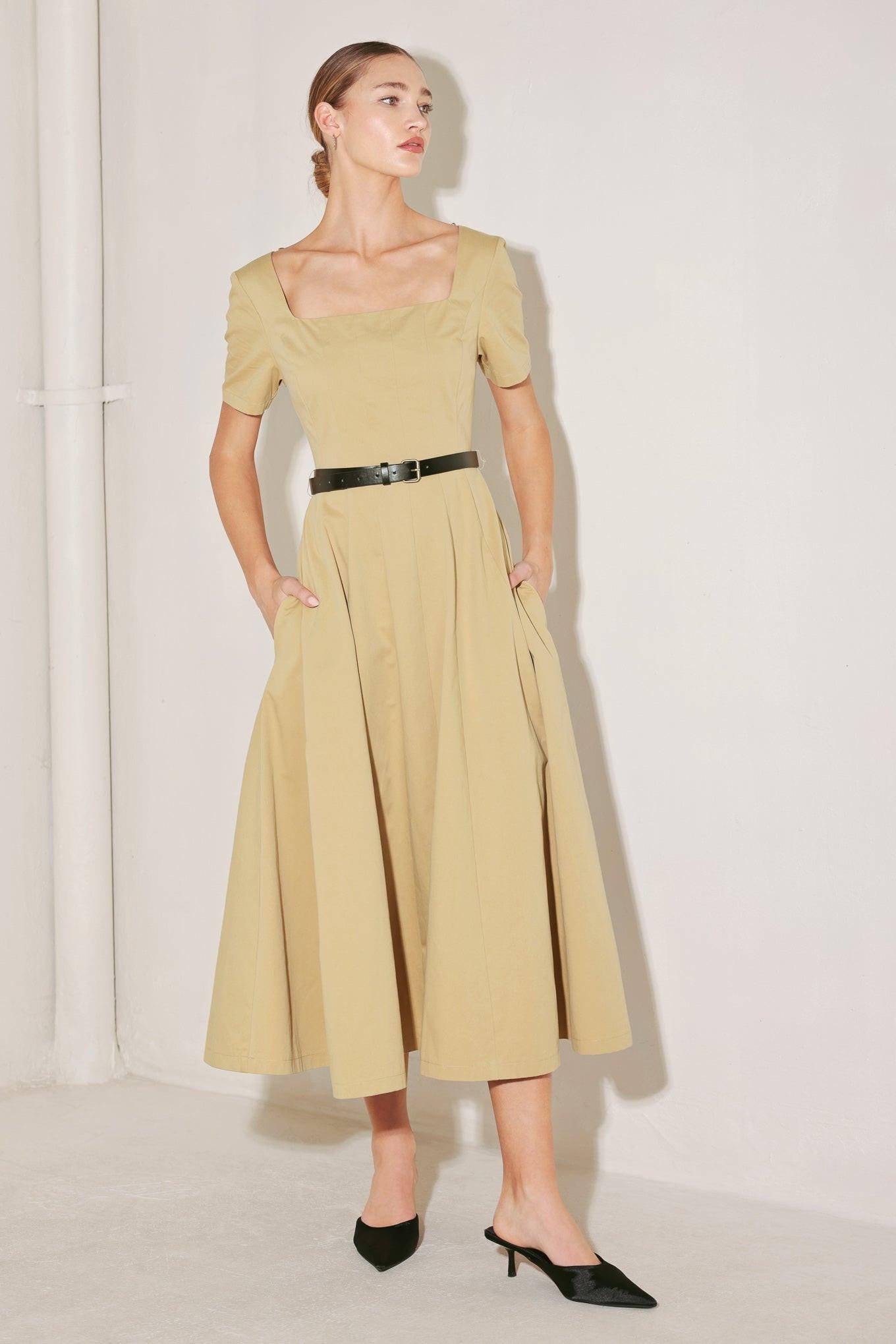WARM STONE EDIT WOVEN MIDI DRESS - Glamourous Grace