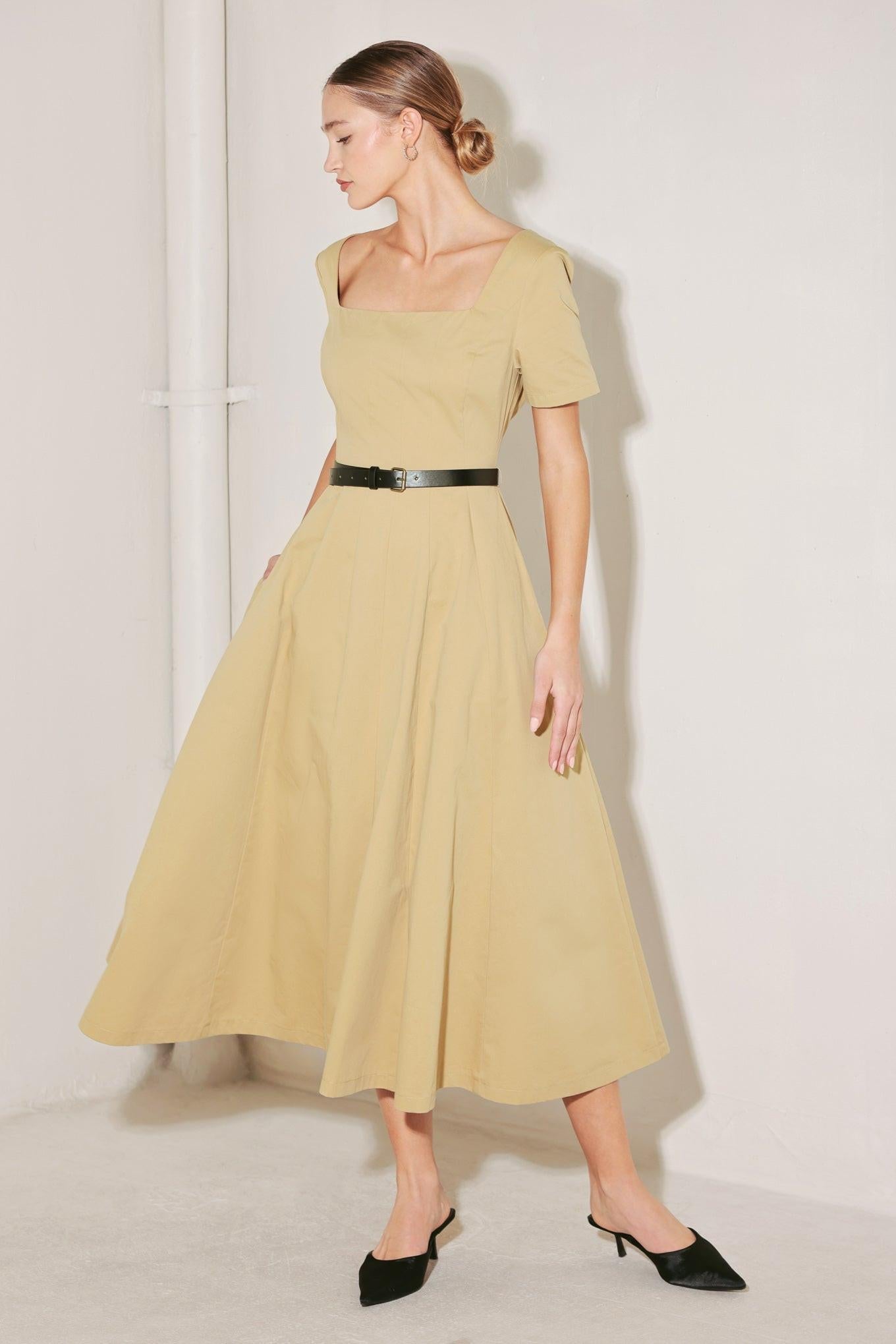 WARM STONE EDIT WOVEN MIDI DRESS - Glamourous Grace